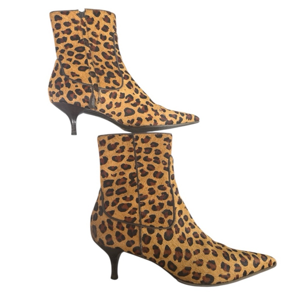 Cole Haan X NikeAir Women's Ankle Booties Kitten Heel Leopard Calf Hair Size 10B